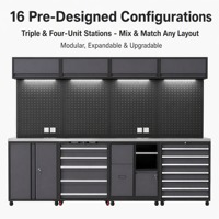 Ensemble de meubles de garage OEM/OBM pour atelier, 7 modules, solution de rangement en acier, garantie 3 ans, charge 200 kg