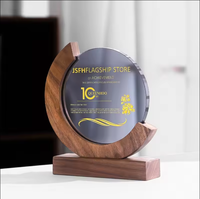 2024 vente en gros usine Souvenir cadeau en bois rond cristal verre trophée Sublimation Prix Plaque