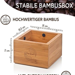 Caja de Madera para Molinillo de Café, Varilla de Acero Inoxidable para Apisonar Café, Diseño Minimalista Cuadrado, Herramientas de Café y Té de Bambú Natural - Product Image 3