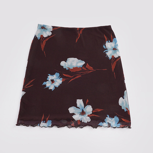 2026 Y2K Low Waist Mesh <b>Patchwork</b> Floral Print <b>Skirt</b> Bodycon Midi Length Hollow Out Clubwear Summer Streetwear - Product Image 6
