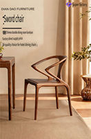 Chaise de salle à manger en bois massif de noyer européen de luxe, fauteuil rembourré en cuir de style japonais moderne, mobilier écologique pour la maison