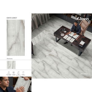 Azulejos de porcelana esmaltada Vistaar Onyx Grey de 600x1200 mm con aspecto de mármol pulido, azulejos de porcelana de calidad de exportación para diseños de pisos. - Product Image 1