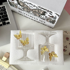 Copas de Vino Personalizadas a Mano, Copas de Cóctel Transparentes, Copa de Vino con <span class=keywords><strong>Mariposa</strong></span> 3D - Product Image 4