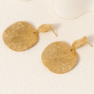 Luxury 18K Gold Plated Geometric Trendy Stainless Steel Drop Coin Pendant Earrings Niche <b>Fashion</b> <b>Jewelry</b> for Women - Product Image 1