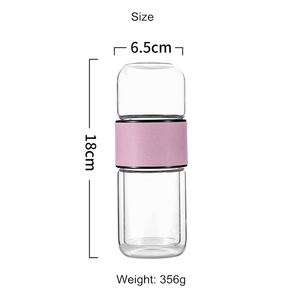 Double Wall Glass <strong>Water</strong> <strong>Bottle</strong> <strong>Infuser</strong> Tea and <strong>Water</strong> Separation Borosilicate Tea <strong>Bottle</strong> Cup with Tea <strong>Infuser</strong> - Product Image 4