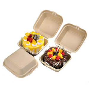 Phân Hủy Sinh Học Vỏ Sò Takeaway Thức Ăn Nhanh <span class=keywords><strong>Container</strong></span> Mía Bã Mía Bột Giấy 6x6 Inch Burger Bánh Hamburger Hộp - Product Image 1