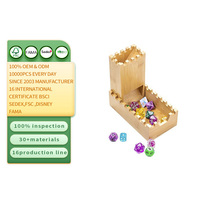 Boîte à dés portable en bambou, modèle Mini Château, avec tour de dés pliable, idéale pour les jeux de rôle tels que Dragon.