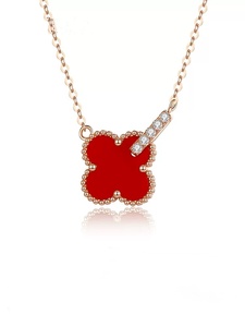 Una <span class=keywords><strong>collana</strong></span> privata di diamanti d'oro 18K A quattro foglie fatta a mano, uno stile più venduto per le donne - Product Image 6