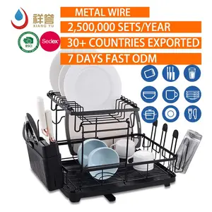 2 Tier Dish Drying Rack Home Storage Stainless Steel Bowl Drain Kitchen Sink Dishes Container Rack For Kitchen Counter Top