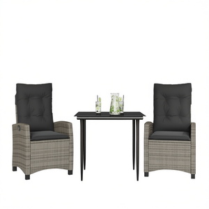 Ensemble de salle à manger de jardin en rotin gris 2 places, mobilier d'extérieur résistant aux intempéries, design contemporain - Product Image 1