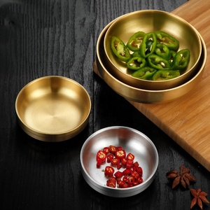 Plato pequeño de acero inoxidable 304, plato de inmersión <span class=keywords><strong>coreano</strong></span> de Kimchi dorado, para barbacoa y <span class=keywords><strong>restaurante</strong></span> - Product Image 1