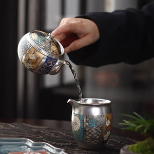 Silver Plated Hand Painted Teapot With Lid Chinese Style Single Handle Tea Pot High <b>Temperature</b> Resistant For Brewing Tea - Product Image 4
