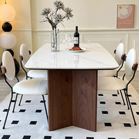 Table à manger rectangulaire en bambou de style Wabi-Sabi moderne et simple, avec 4 chaises, pour salon et petit appartement