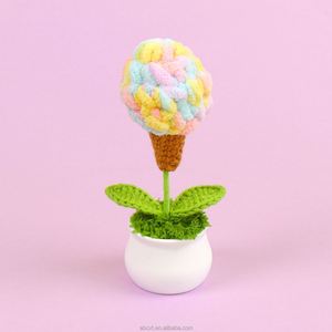 ดอกไม้โครเชต์จำลองน่ารักสร้างสรรค์ งานถักมือ ต้นไม้กระถางไอศกรีม - Product Image 5