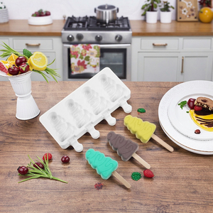 Handmade Árvore de Natal Silicone Mold Ano Novo Picolé Molde para Sobremesa Congelador Suco Ice Cube Bandeja Ferramenta Ice Cream Tools - Product Image 1