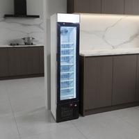 Congélateur vertical commercial Ne-105dl-12 Slim 105L avec porte vitrée et éclairage LED pour magasin de crèmes glacées et aliments surgelés