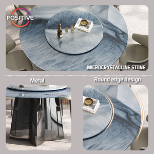 Bàn Ăn Tròn sang trọng với bề mặt đá thiêu kết lớn bệ kim loại chắc chắn cho nhà cao cấp sử dụng bàn ăn - Product Image 3