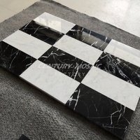 Motif damier mosaïque centenaire 3 "X6" pierre naturelle marbre noir et blanc carrelage sol mur salle de bain cuisine carreaux