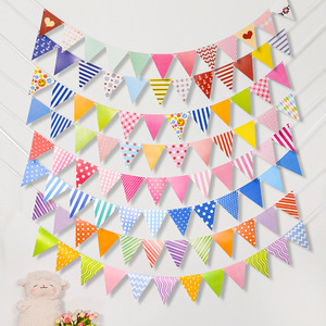 Paquete de 12 Banderines Triangulares Coloridos de 14.7*16.5cm, Guirnalda de Papel para Decoración de Fondo de Pared para Fiestas de Cumpleaños y Bodas - Product Image 1