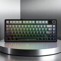 AULA F75 MAX 75% ANSI Layout Keyboard Mekanik Nirkabel Layar TFT Tombol Putar Kabel/BT/2.4G Keyboard Gaming E-sports Desktop