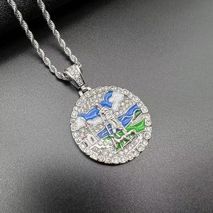 yunnique Stainless Steel Rhinestone Jesus Shepherd Pendant Necklace Round Pave Setting Unisex Gift Fashion Jewelry - Product Image 2