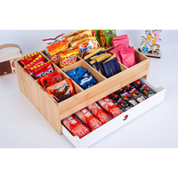 Organisateur de bureau en bambou avec tiroir coulissant, boîte de rangement à 8 compartiments pour cosmétiques, stylos et petits gadgets, idéal pour la maison, le bureau ou la coiffeuse