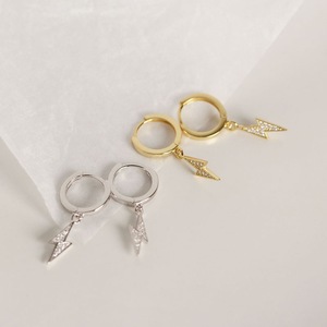 2020 Nouveau 925 Sterling Argent luminaire <span class=keywords><strong>flah</strong></span> forme avec diamant cz hoop boucles d'oreilles bijoux - Product Image 3