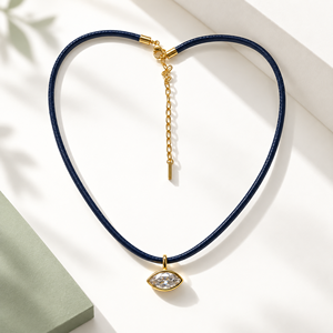 Collier en pierre bleue, plaqué or 14 carats sous vide, en acier inoxydable - Product Image 1