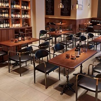 Ensemble de table et chaises de style français vintage rétro pour café-bar, en bois massif, table de bistrot parisienne pour terrasse de restaurant