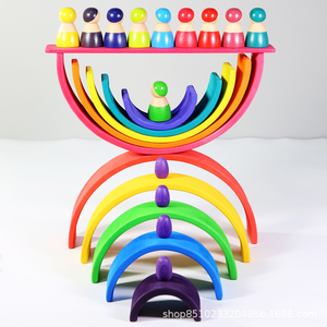 Bosque de madera Pequeño árbol Juguetes Madera maciza Arco Iris Bloques de construcción Cuatro elementos de juguetes educativos para niños - Product Image 5