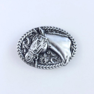 Boucle de ceinture en alliage pour jeans, design ovale cheval, plaque à pression lisse, unisexe - Product Image 1