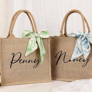Biểu Tượng Tùy Chỉnh In Phụ Nữ Đay Vải Bố Linen Tote Túi Mua Sắm Đơn Giản Cá Nhân Phù Dâu Món Quà Dây Xử Lý Sử Dụng Hàng Ngày - Product Image 2