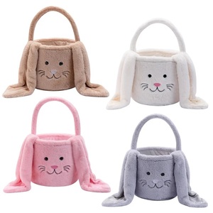 Sac fourre-tout en peluche à longues oreilles, panier de pâques, cadeau de pâques lapin bébé, panier de pâques