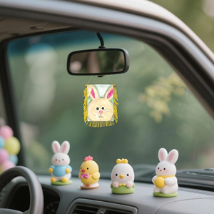 Drapeaux de voiture miniatures 10x15cm Lapin de Pâques à suspendre à la fenêtre avec ventouse - Product Image 4