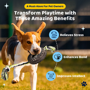 Jouet à mâcher interactif pour chien avec <span class=keywords><strong>pneu</strong></span> en caoutchouc et corde de tirage, pour chiens de taille moyenne à grande, mâcheurs agressifs, jouet indestructible pour chien - Product Image 5