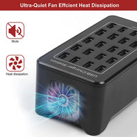 Station de charge de bureau haute qualité 100W 20 ports USB multi-ports à charge rapide avec lumière LED et prises US/EU/UK/AU