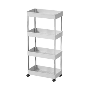 Troli plastik ruang tamu, troli penyimpanan multifungsi dengan roda 3 tingkat, troli penyimpanan dapat digerakkan - Product Image 1