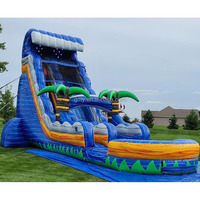 Toboggan aquatique gonflable de couleur bleue commerciale, toboggan gonflable avec piscine