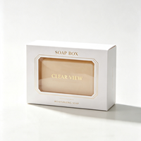 Boîte à savon personnalisée en carton blanc écologique à double rabat, finition mate, gaufrage, fermeture magnétique, logo et taille sur mesure