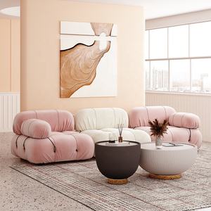 أريكة قماشية حديثة مخصصة بثلاثة مقاعد، مجموعة أرائك قطاعية معيارية قابلة للتركيب بحرية، أريكة بوكليه بيضاء لغرفة المعيشة وورشة العمل - Product Image 3