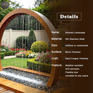 Fontana Personalizzata Grande per Interni ed Esterni in Acciaio Inossidabile, <span class=keywords><strong>Scultura</strong></span> d'Acqua a Cascata Circolare - Product Image 2