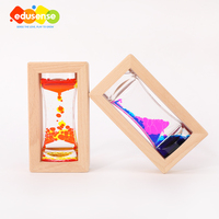 EDUsense Bouteille sensorielle rectangulaire en bois de hêtre et acrylique, grande goutte d'huile à flux lent, pour apaisement, suivi visuel, Montessori, autisme, TDAH