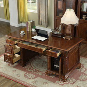 <span class=keywords><strong>Escritorio</strong></span> ejecutivo de madera maciza de estilo americano y europeo tallado Simple Boss President Office Study <span class=keywords><strong>Escritorio</strong></span> de computadora <span class=keywords><strong>Diseño</strong></span> tradicional - Product Image 2