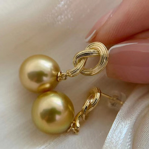 Pendientes de Plata S925 con Perlas DIY, Accesorio de Moda para Mujer, con Cuentas Redondas de 9-12 mm, Modelo 21827 - Product Image 2