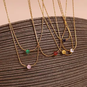 Stylish personality 18K gold stainless steel waterproof allergy proof ultra-fine braided chain mini Zircon necklace