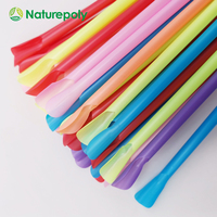 Cuillère-paille PLA biodégradable et compostable, écologique, pour boissons glacées, smoothies, glaces et fournitures de fête