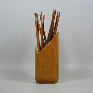 Bamboo Chopstick Holder Round With Wooden Lid For Kitchen Draining Rack - Product Image 4