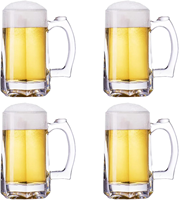 Chope à bière en verre personnalisée avec logo, tasse épaisse transparente avec poignée pour bar, maison, fête