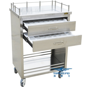 Carrito de Acero Inoxidable Yu Pengfei de 600x450x870mm, 2 Niveles, Carrito de Medicamentos para Hospital con Cajones y Estante - Product Image 3