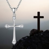 Kadınlar için Kübik Zirkonya Çapraz Kolye Kolye, 3mm, Beyaz Altın Kaplama Pirinç Zarif Minimalist, Beyaz Altın